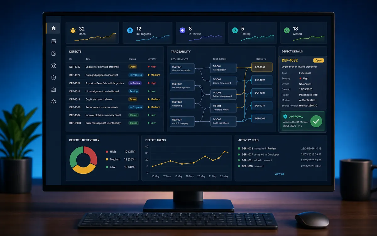 PowerTrace defect traceability dashboard