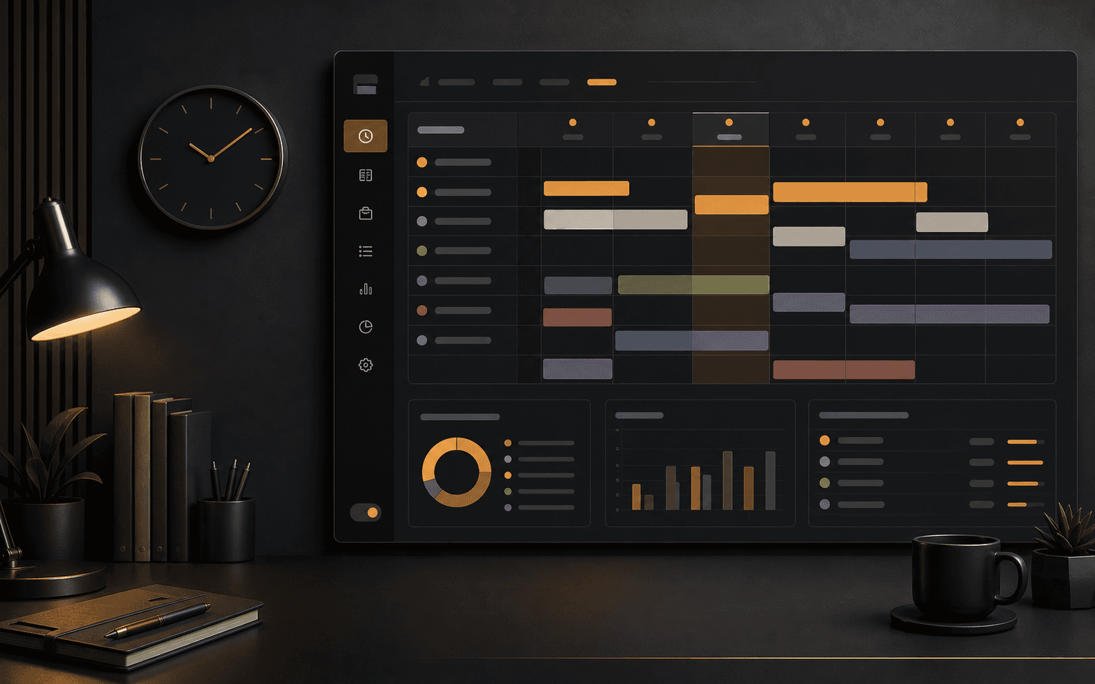 Weekly work schedule and project time dashboard